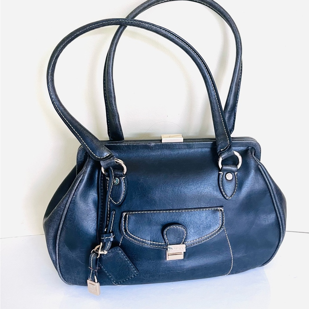 Y2K Liz Claiborne Vintage Leather Kisslock closure Womens Handbag / Shoulderbag